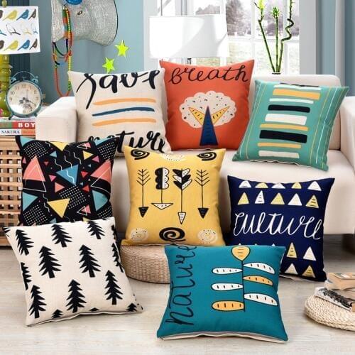 Nordic Simple Geometry Series Cushion Cover Modern Cotton Linen Hd Print Pattern Pillow Cover Home Decor