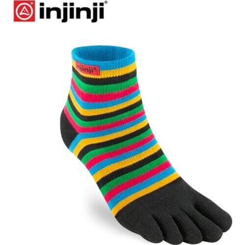 Injinji Toe Socks Sport Original Weight Mini-Crew Rainbow CoolMax Breathable Yoga Deodorant Basketball Christmas Fitness Socks