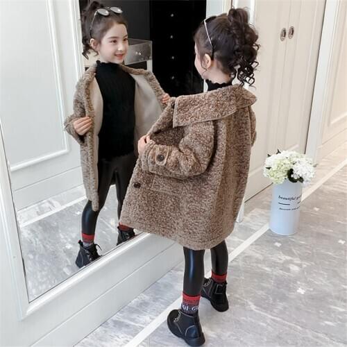 New Girls Woolen Coat Childrens Clothing 2020 Autumn Medium Long Wool Coat Baby Girls Clothes 3-14T