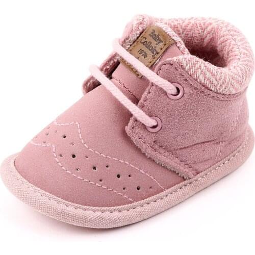 Newborn Baby Shoes Boys Girls Solid Color Casual Soft-sole Non-slip Flat PU Leather Toddler First Walkers Crib Shoes 0-18month