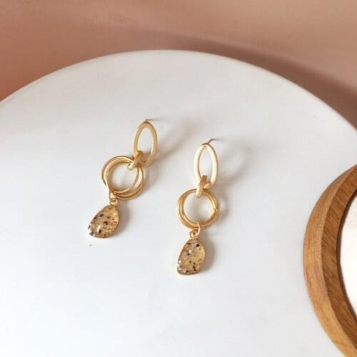 Origin Summer Statement Gold Color Multi Layers Round Dangle Earrings for Women Geometric Resin Pendant Earrings Accessories