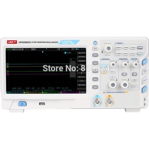 UNI-T UPO2202CS Ultra Phosphor Oscilloscope; 2 Channels, 200MHz Bandwidth, 1GS/s Sampling Rate, USB Communication