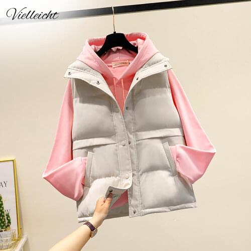 Vielleicht Autumn Winter Womens Solid Loose Vest Stand Collar Short Vest Jacket Cotton Padded Womens Windproof Warm Waistcoat