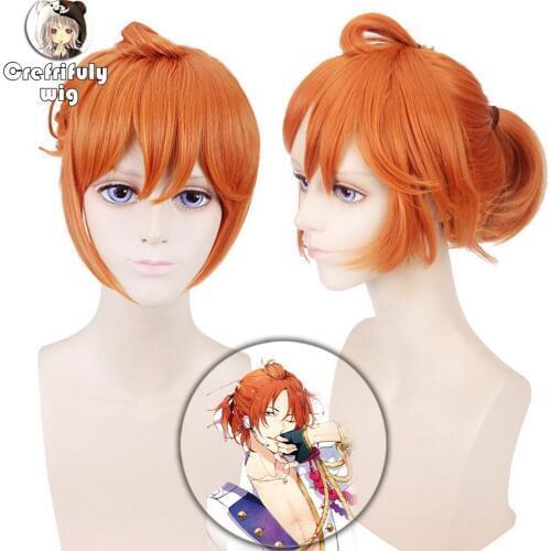 Anime THE ANIMATION HADUKI YOU Short Orange Ponytail Wig Cosplay Costume Synthetic Hair Halloween Costume Party Play Wigs