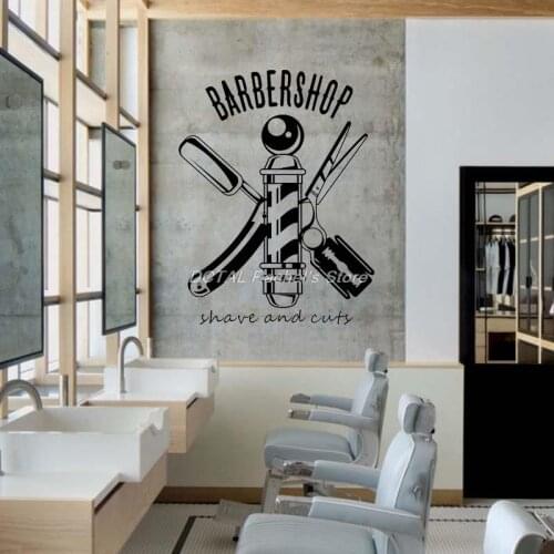 Haircuts and Shaves Hair Salon Barbershop Art Hairdresser Wall Decor Haircut Tools Wall Art Cosmetic for Hair Stylists Decal