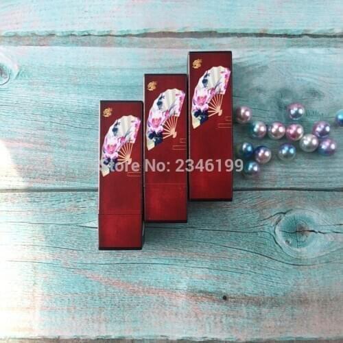 Empty Lipstick Tube 12.1mm Chinese Fan Lipstick Tube Emboss Lipstick Packaging Chinese Style 3D Printing Lip Balm Tube 50pcs