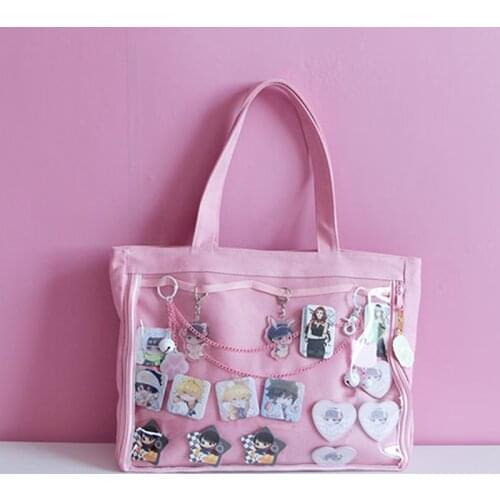 Ita Bag Kawaii Transparent Window Lolita Canvas Handbag Girls Lolita Style lovely Handbag Shoulder Bag Candy Color Lovely Itabag