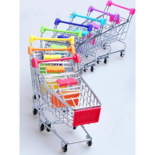 10pcs Supermarket Shopping Mini Trolley Cart Phone Holder Office Desk Storage Toy Cart Baby Toy Handcart Accessories