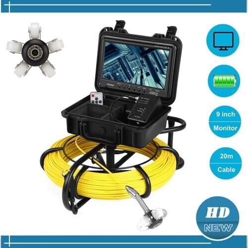 Pipe Industrial Video Endoscope 23MM HD Borescope 9'' LCD Sewer Inspection Snake Pipeline Camera with 12pcs LED