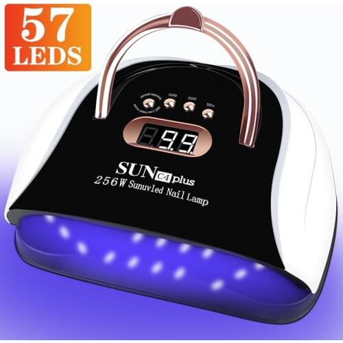 UV LED Nail Dryer Lamp With Automatic Sensor 57 LEDs 256W Acrylic Nail Gel Lamp With 4 Timer Setting Professional Manicure Lamp