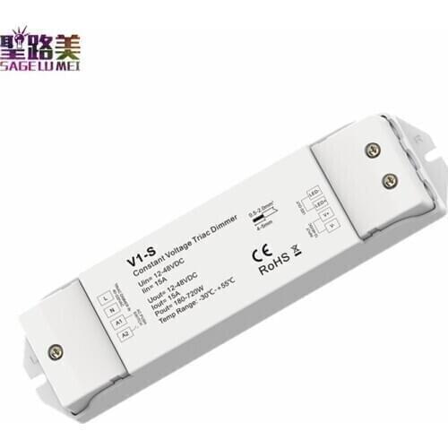 V1-STriac Dimmer 12V 24V 36V 48V DC Constant Voltage AC40V-220V Push Dimming for S1-B KS RF LED Strip Light CV Triac LED Dimmer