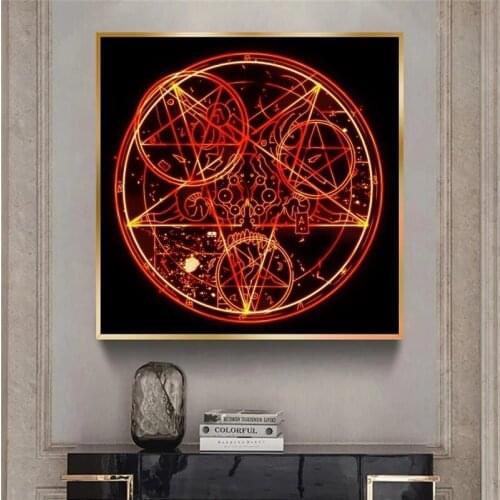 Magic Circle Doom Pentagram Cartoon Wall Art Decor Posters And Prints Abstract Canvas Art Anime Painting Picture For Living Room