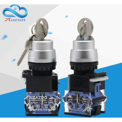 WZAUDQ LA38-11Y3 22 mm ribbon key 3 gear self-locking button switch silver contact 10A660V