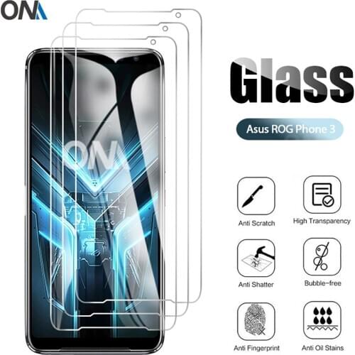 3Pcs Tempered Glass For Asus ROG Phone 3 Strix Glass Screen Protector Glass for Asus ROG Phone 3 Strix Edition Protective Film