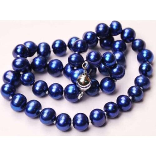 AA+ 8-9mm PEACOCK BLUE AKOYA PEARLS NECKLACE 17"