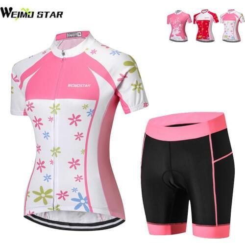 WEIMOSTAR Womens Cycling Set Kit Breathable Quick Dry Ropa Ciclismo Youth MTB Riding Bike Bicycle Jerseys Cycling Clothing