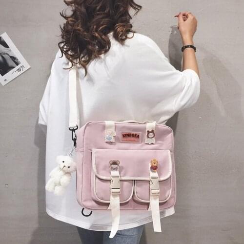 2021 NEW Kawaii badge backpack for girls Multifunction School backpack Cute doll backpack korean style Teen girls Shoulder bag