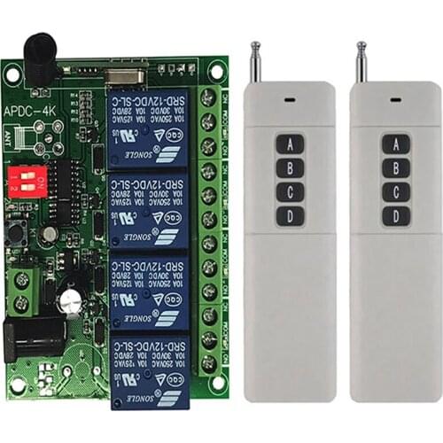 3000M DC 12V 24V 4CH 4 CH RF Wireless Remote Control Switch System,315/433 MHz,Transmitter + Receiver For Gate Garage Opener