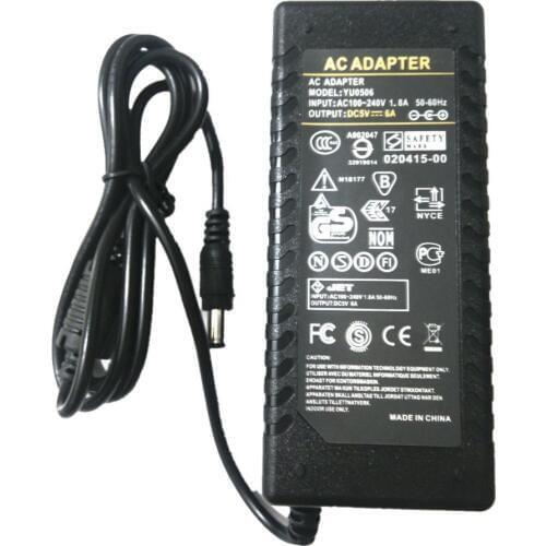5PCS/LOT 5V 6A AC DC Adaptor With IC Chip Power Supply Adpater 5V6A 30W Charger Transformer For LED Strip Light CCTV 5.5*2.5MM