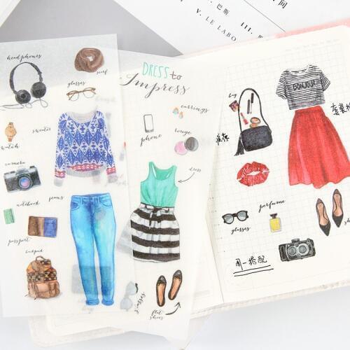 6 pcs/pack clothing Collocation Guide Decorative Stickers Adhesive Stickers DIY Decoration Diary Stationery Stickers
