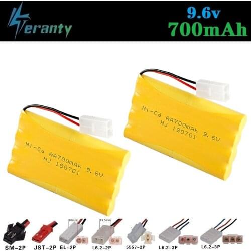 700mah 9.6v Rechargeable Battery For Rc toys Cars Tank rc Robots Gun AA NiCD Battery 9.6v 700mah Battery Pack For Rc Boat 2pcs