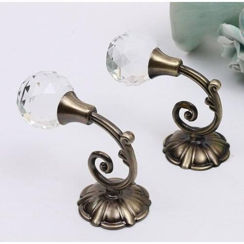 Large Metal Crystal Glass Curtain Holdback Wall Tie Back Hooks Hanger Holder Curtain Rods Accessoires
