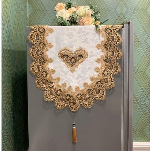 Refrigerator Cover Cloth Embroidered Mesh Double Door Dust Proof Cloth Double Door Light Luxury Single Door Lace Curtain Cover