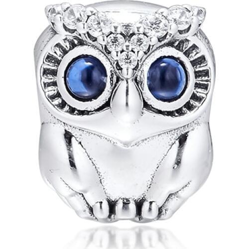 CKK Fits Pandora Bracelet Sparkling Owl Charm for Jewelry Making Charms Silver 925 Original Bead