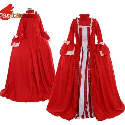 Costumebuy Tudor Marie Antoinette Rococo Gown 18th Century Antoinette Baroque Women Ball Gown Wedding Dress Red Custom Made