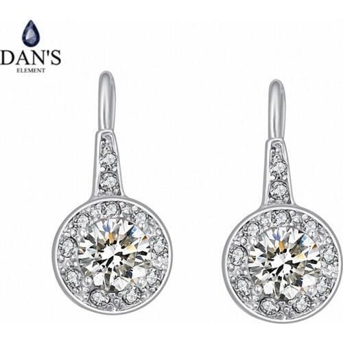 DANS ELEMENT 5 Colors Real Big Brand AAA Zirconia White Gold Color Micro Inlays Fashion Dangle Earrings for Women Gift 113517
