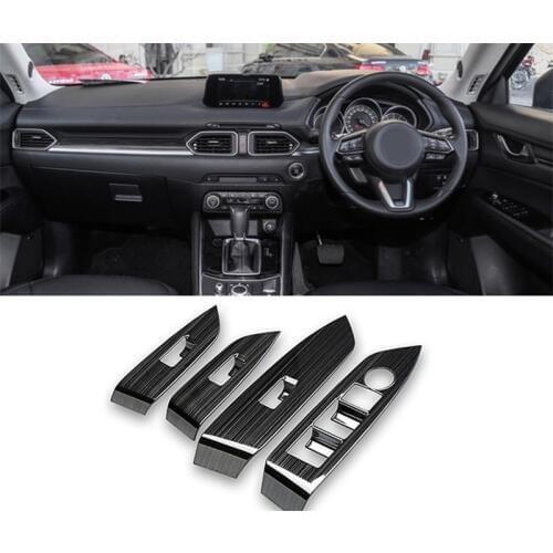 For Right Hand Drive Mazda CX-5 CX5 RHD 2017-2019 Door Window Lift Buttons Switch Cover Panel Trim Decoration Car Accessories