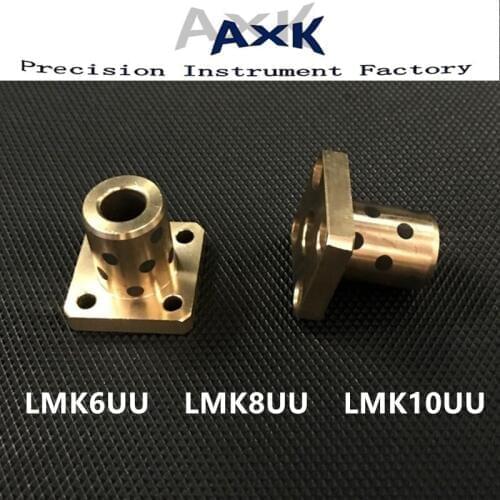 LMK6UU LMK8UU LMK10UU flange linear bearing CNC JDB solid embedded graphite self-lubricating oil bearing graphite copper sheath