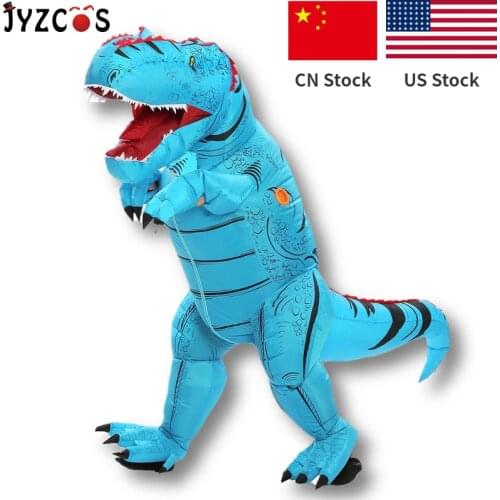 JYZCOS Adult Kid Inflatable Dinosaur Costume t-rex Costume Halloween Party Costumes for Women Men Jurassic World Cosplay Costume