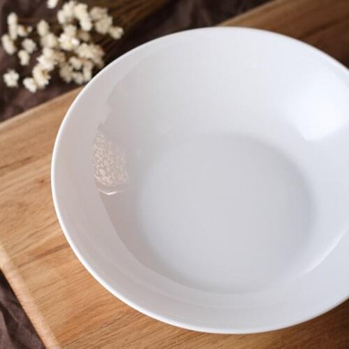 Ceramic Soup Plate Deep Plate Creative Pure White Bone China Shallow Bowl Chinese Household Soup Bowl Vegetable Bowl Tableware