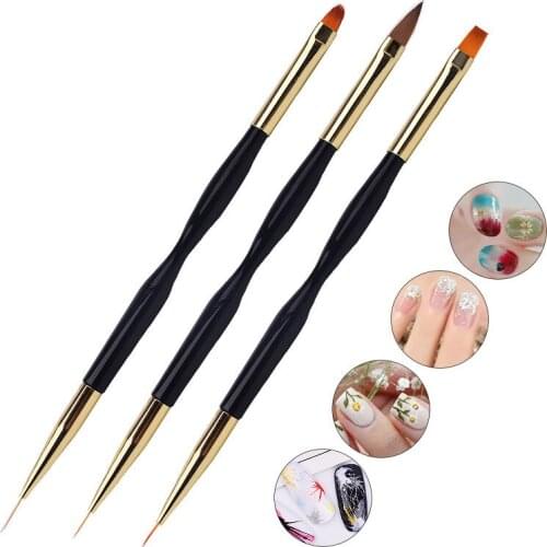 Double Head Nail Art UV Gel Polish Design Dot Painting Detailing Pen Brushes Tools Acrylic French Stripe Manicure Liner Brush