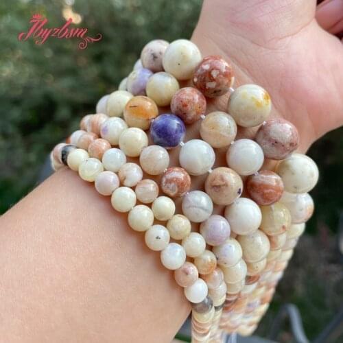 6.8.10.12mm Round Ball Beads Smooth AA Multicolor Opal Natural Stone Loose Beads for DIY Necklace Bracelet Jewelry Making 15"