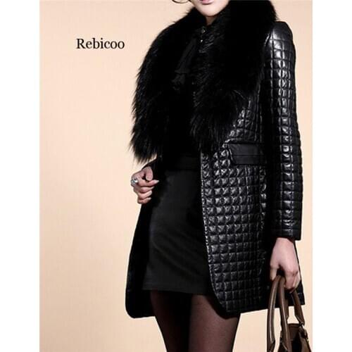 New Fashion Women Jackets Winter Faux Leather Fur Long Sleeve Coat Plus Size Jacket Outerwear Long Overcoat