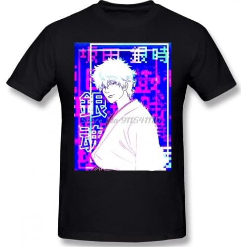 Men GINTAMA Gintoki Sakata Anime series Black T-Shirt GINTAMA Pure Cotton Tees Harajuku TShirt