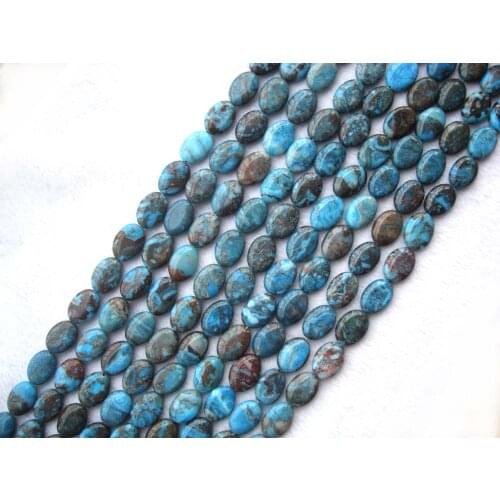 Natural Blue Mexican Crazy Agate Flat Oval 13*18mm Loose Beads For Jewelry Making DIY Bracelet Necklace Earrings