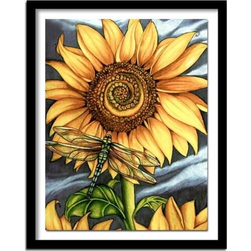 Sunflower dragonfly 5D square home decor diamond embroidery crafts diamond painting cross stitch needlework diamond