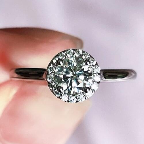 On sale Round cut real moissanite ring size 5MM 0.5ct Resizable adjustable rings for Women girls friend Gift birthday present