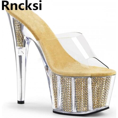 Rncksi Fashion New Wedding Shoes Platform Slippers 15cm High-Heeled Women Shoes Party Sexy Starps r Shoes