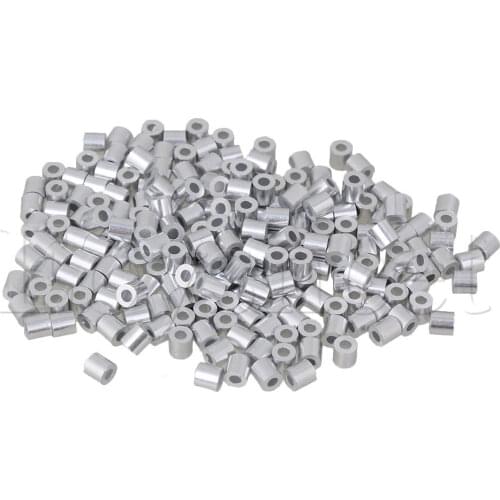 Silver M1.5 Round Holes Aluminum Ferrules Wire Rope Sleeves Clips Set of 200