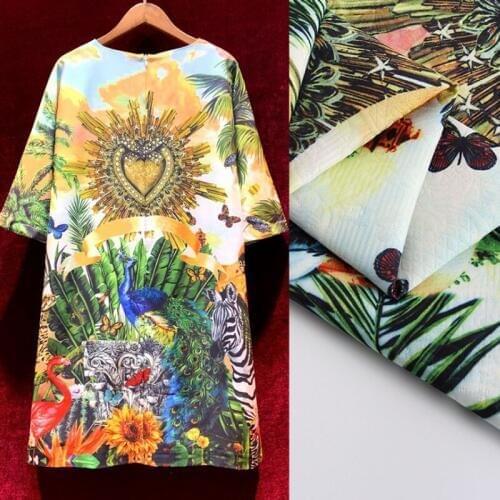 100*140cm/piece The world of animals digital painting jacquard fabric for dress ткань telas por metro tissu tela sewing tissus