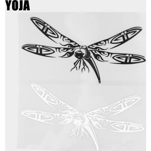 YOJA 18.3×9.9CM Gorgeous Dragonfly Vinyl Decal Car Pattern Stickers Cartoon Animals Black/Silver 19C-0377