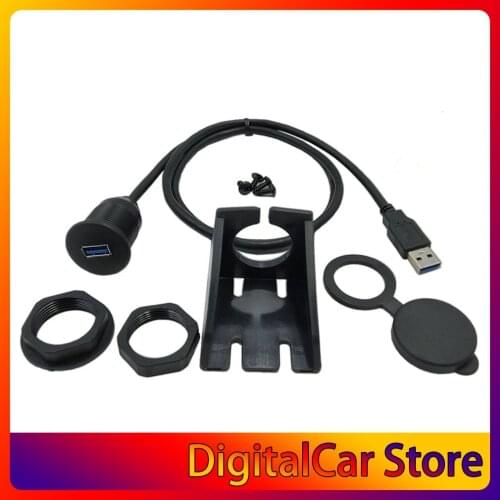Waterproof Flush Mount USB Dock Adapter Dashboard Pan USB 3.0 Port Male to Female Extension Cable for Car Motorcycle Hot