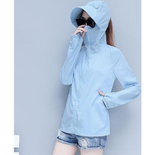 2019 Summer Women Jacket Sunscreen Coat Casual Long Sleeve Sport Hooded Female Windbreaker Basic Jacket Thin Loose Outerwear 412