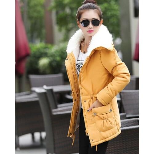 Women down coats Women winter jacket thicken hooded long down jacket women coat slim fit hair collar cotton-padded clothes coat