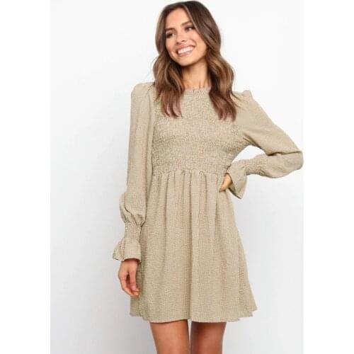 Foridol black plaid dress women winter dress ruffle short dress long sleeve loose casual autumn dress 2020