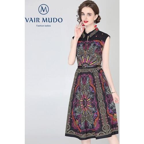 2021 Summer Dress Positioning Printed Sleeveless Vest Dress Retro Ladies Looks Thin Color Long Skirt Female Elegant FashionY-185